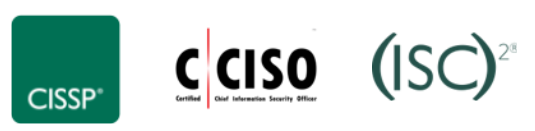 Certificações CISSP e Certified Chief Information Security Officer, acompanhadas da marca ISC2.